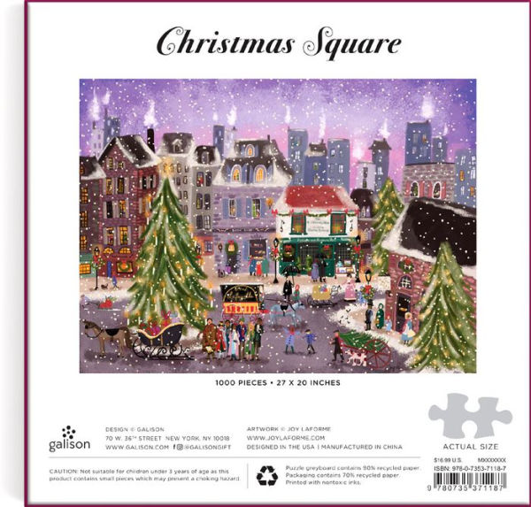 Joy Laforme Christmas Square 1000 Piece Puzzle in Square Box