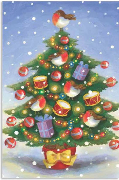 Robin Christmas Tree 4x6" Holiday Notecards