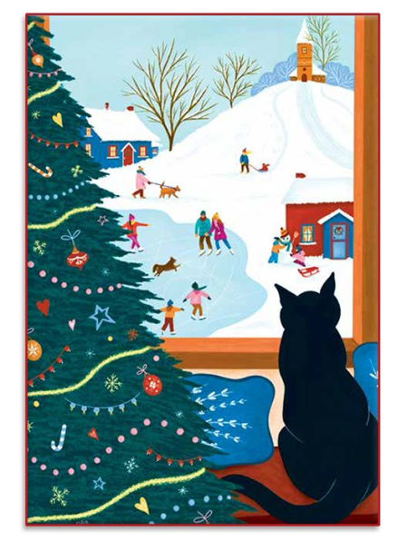 Cozy Cat Holiday 4x6in Holiday Notecards