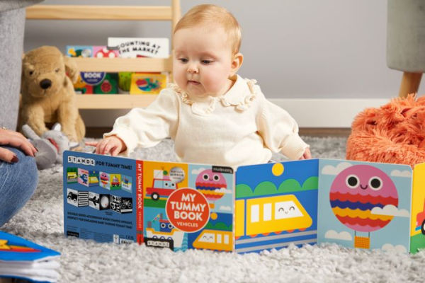 My Tummy Book Vehicles: High-Contrast Fold-Out Book That Stands for Tummy Time, Baby-Safe Mirror Inside!