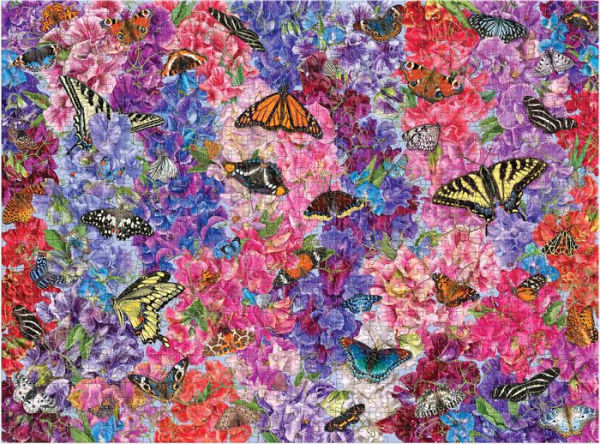 Troy Litten Butterflies In the Sweet Peas 1000 Piece Puzzle