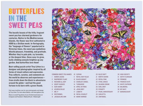 Troy Litten Butterflies In the Sweet Peas 1000 Piece Puzzle