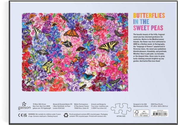 Troy Litten Butterflies In the Sweet Peas 1000 Piece Puzzle