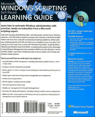 Microsoft Windows Scripting Self Paced Learning Guide By