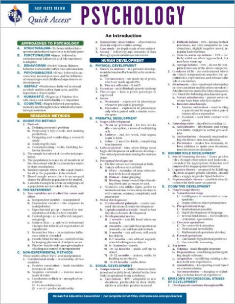 Psychology - REA's Quick Access Reference Chart