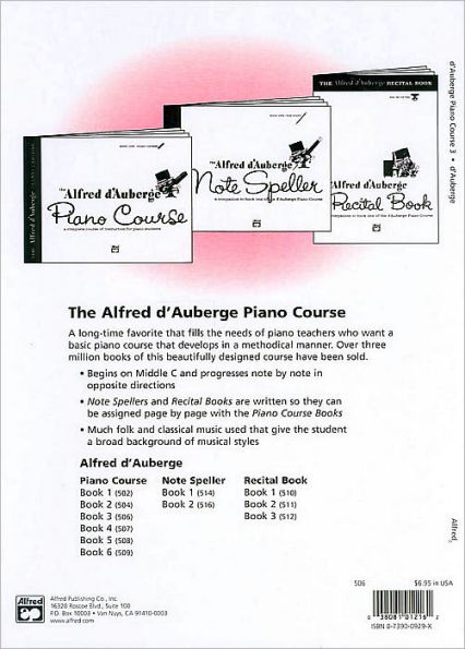 Alfred d'Auberge Piano Course Lesson Book, Bk 3: A Complete Course of Instruction for Piano Students