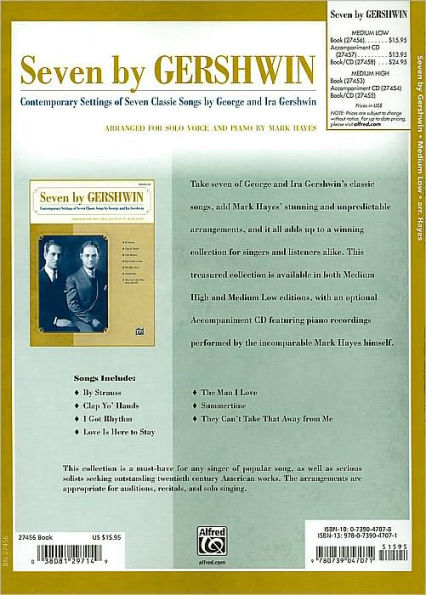 Seven by Gershwin: Contemporary Settings of Seven Classic Songs by George Gershwin and Ira Gershwin for Solo Voice and Piano (Medium Low Voice)