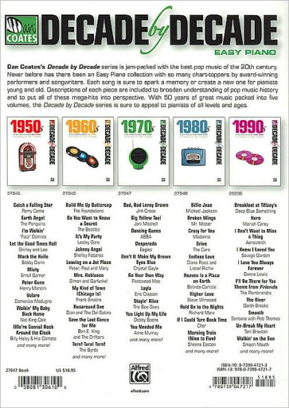 Decade by Decade 1970s: Ten Years of Popular Hits Arranged for EASY PIANO