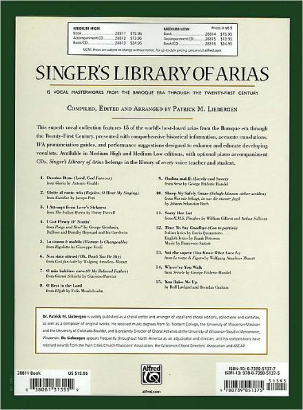 Singer's Library of Arias: Medium High Voice