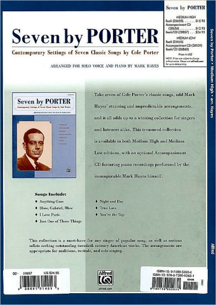 Seven by Porter: Contemporary Settings of Seven Classic Songs by Cole Porter (Medium High Voice), Book & CD