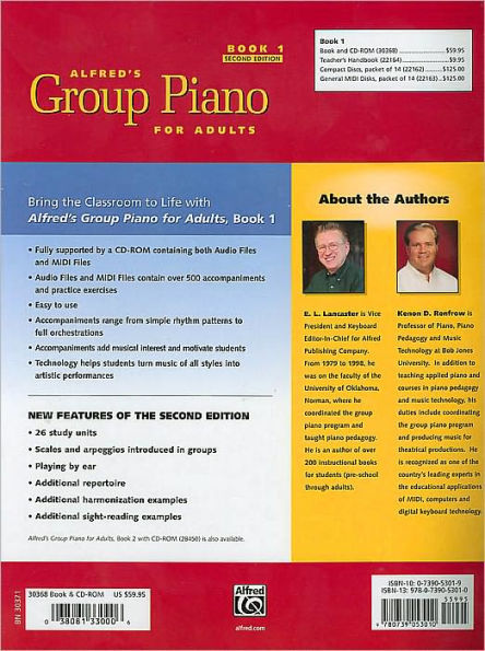 Alfred's Group Piano for Adults Student Book, Bk 1: An Innovative Method Enhanced with Audio and MIDI Files for Practice and Performance, Comb Bound Book & CD-ROM / Edition 2
