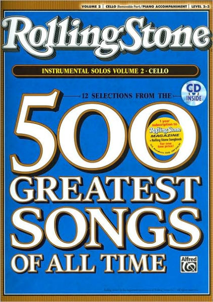 Selections from Rolling Stone Magazine's 500 Greatest Songs of All Time (Instrumental Solos for Strings), Vol 2: Cello, Book & CD