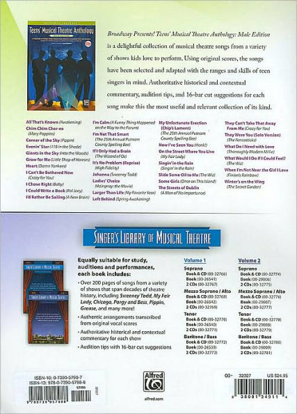 Broadway Presents! Teens' Musical Theatre Anthology: Male Edition: A Treasury of Songs from Stage & Film, Specially Designed for Teen Singers!