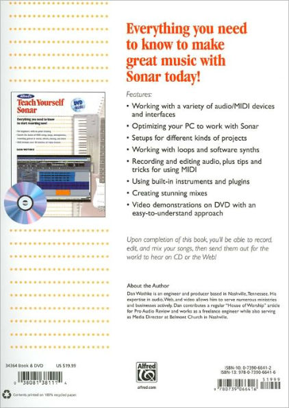 Alfred's Teach Yourself Sonar: Everything You Need to Know to Start Recording Now!, Book & DVD