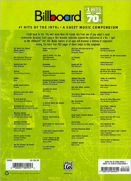 Billboard No. 1 Hits of the 1970s: A Sheet Music Compendium (Piano/Vocal/Guitar)