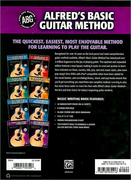 Alfred's Basic Guitar Music Writing Book: The Most Popular Method for Learning How to Play