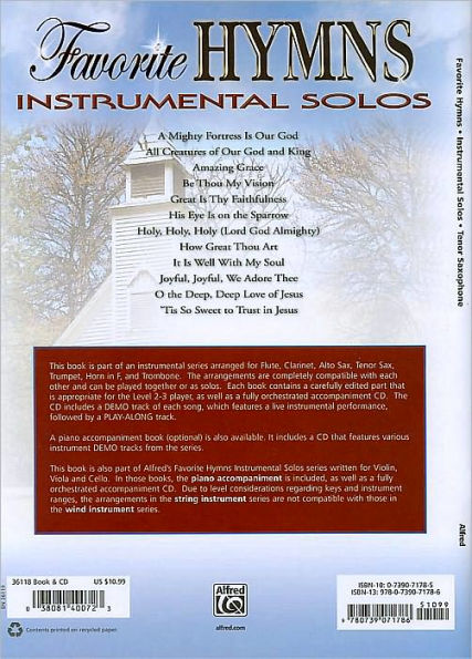 Favorite Hymns Instrumental Solos: Tenor Sax, Book & CD