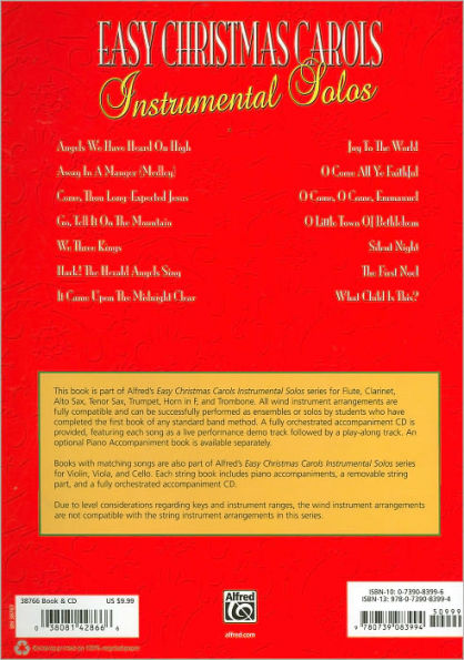 Easy Christmas Carols Instrumental Solos: Trombone, Book & CD