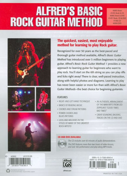 Alfred's Basic Rock Guitar Method, Bk 1: The Most Popular Series for Learning How to Play, Book & DVD