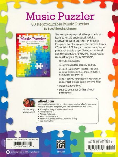 Music Puzzler: 80 Reproducible Music Puzzles, Comb Bound Book & Data CD