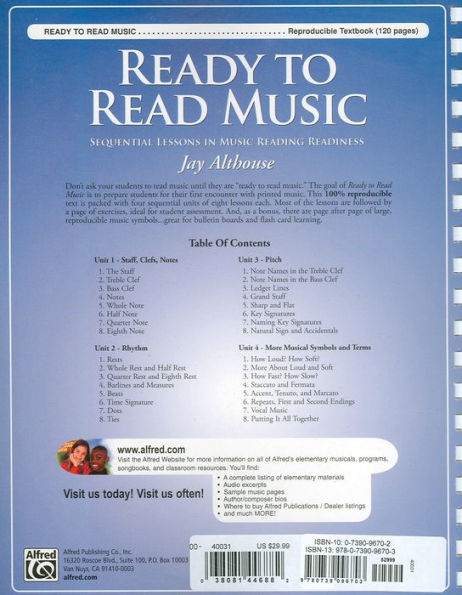 Ready to Read Music: Sequential Lessons in Music Reading Readiness, Comb Bound Book & Data CD