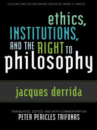 Title: Ethics, Institutions, and the Right to Philosophy, Author: Jacques Derrida