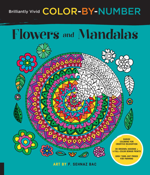 Brilliantly Vivid Flowers & Mandalas Coloring books