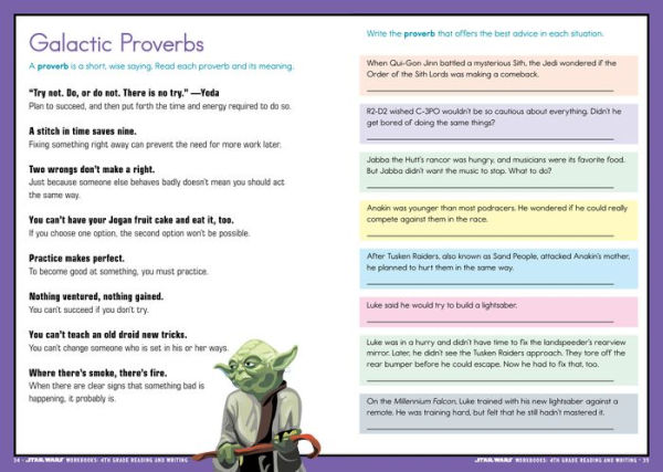 Star Wars Workbook: 4th Grade Reading and Writing