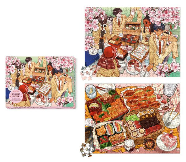 Sakura (Cherry Blossom) Picnic: An Anime Food 2-in-1 Double-Sided 500-Piece Puzzle