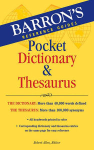 Title: Barron's Pocket Dictionary & Thesaurus, Author: Robert Allen