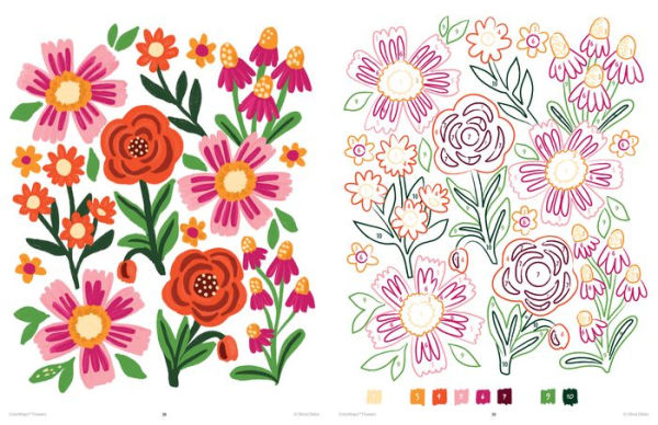 ColorMaps Flowers: Color-Coded Patterns Adult Coloring Book