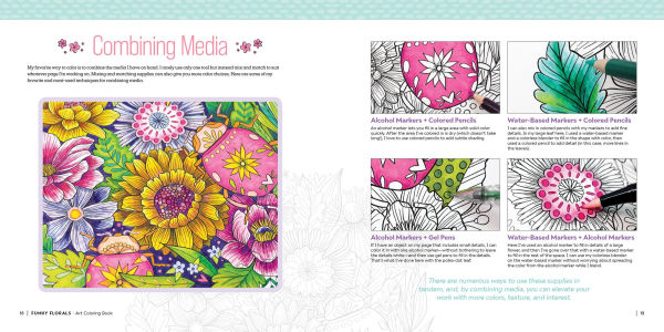 Funky Florals Art Coloring Book: 60 Patterns to Unlock Your Creativity with Colored Pencils, Markers & More