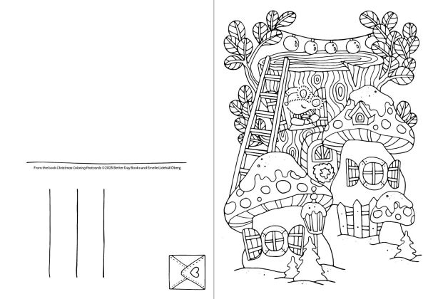 Christmas Coloring Postcards: 20 Festive Holiday Cards to Color, Sign, and Send