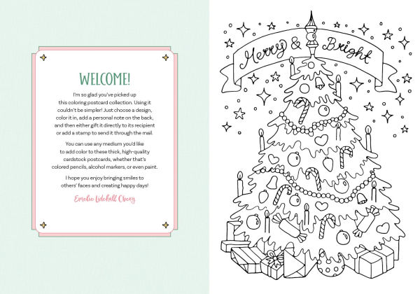 Christmas Coloring Postcards: 20 Festive Holiday Cards to Color, Sign, and Send