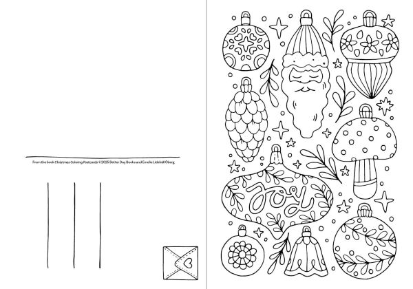 Christmas Coloring Postcards: 20 Festive Holiday Cards to Color, Sign, and Send