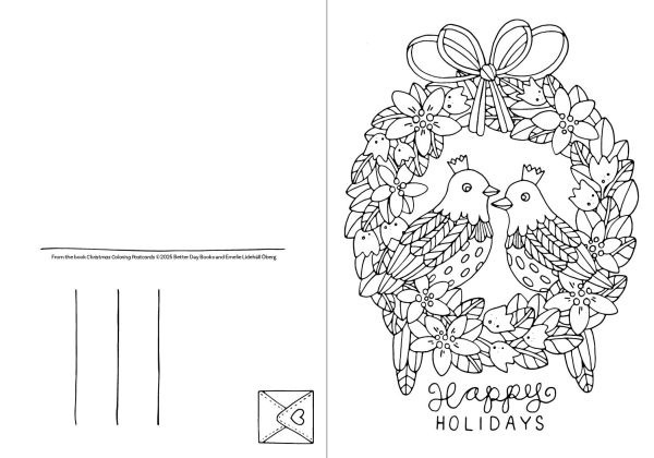 Christmas Coloring Postcards: 20 Festive Holiday Cards to Color, Sign, and Send