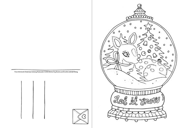 Christmas Coloring Postcards: 20 Festive Holiday Cards to Color, Sign, and Send