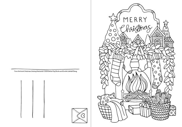 Christmas Coloring Postcards: 20 Festive Holiday Cards to Color, Sign, and Send