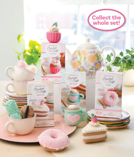Crochet Caf Amigurumi Kit Donut: Everything You Need Is Included: 100%-Cotton Yarn, Crochet Hook, Stitch Marker, Tapestry Needle, Fiberfill, Step-by-Step Leaflet, and Exclusive Instruction Videos; Beginner Friendly!