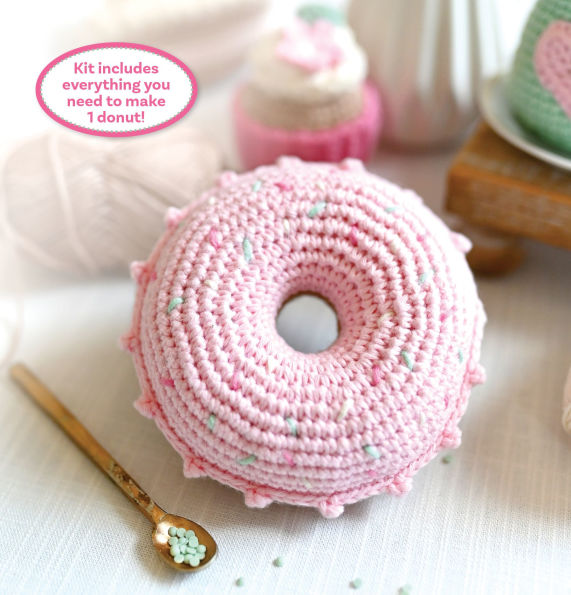 Crochet Caf Amigurumi Kit Donut: Everything You Need Is Included: 100%-Cotton Yarn, Crochet Hook, Stitch Marker, Tapestry Needle, Fiberfill, Step-by-Step Leaflet, and Exclusive Instruction Videos; Beginner Friendly!