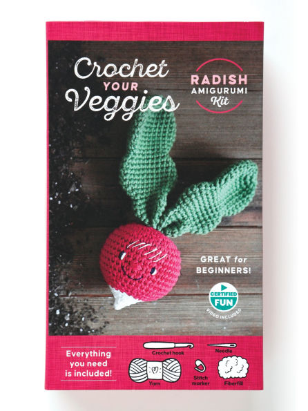 Crochet Your Veggies Amigurumi Kit Radish: Everything You Need Is Included: 100%-Cotton Yarn, Crochet Hook, Stitch Marker, Tapestry Needle, Fiberfill, Step-by-Step Leaflet, and Exclusive Instruction Videos; Beginner Friendly!