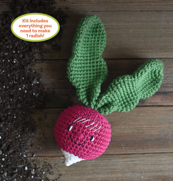 Crochet Your Veggies Amigurumi Kit Radish: Everything You Need Is Included: 100%-Cotton Yarn, Crochet Hook, Stitch Marker, Tapestry Needle, Fiberfill, Step-by-Step Leaflet, and Exclusive Instruction Videos; Beginner Friendly!