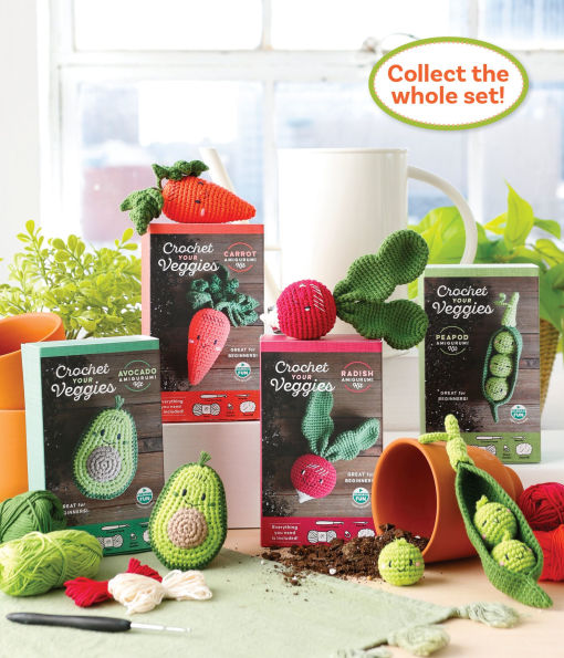 Crochet Your Veggies Amigurumi Kit Radish: Everything You Need Is Included: 100%-Cotton Yarn, Crochet Hook, Stitch Marker, Tapestry Needle, Fiberfill, Step-by-Step Leaflet, and Exclusive Instruction Videos; Beginner Friendly!