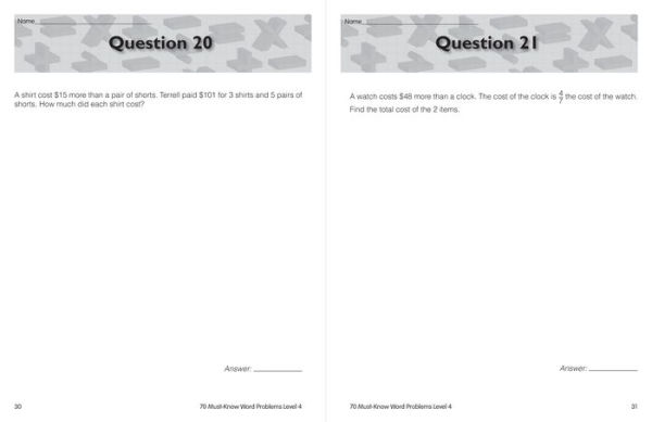 70 Must-Know Word Problems, Grade 5