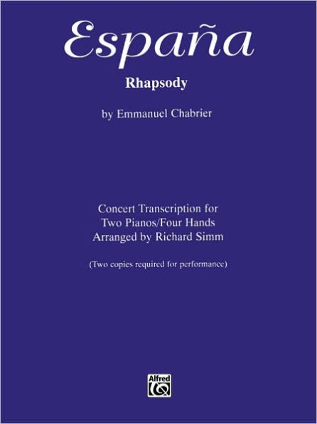 España Rhapsody: Concert Transcription for Two Pianos, Sheet