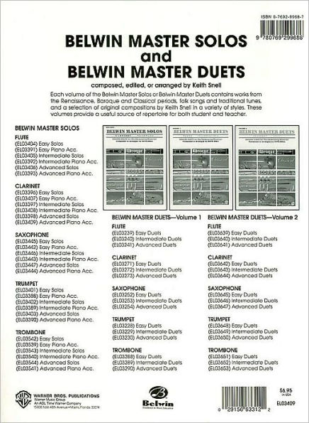 Belwin Master Solos (Clarinet), Vol 1: Advanced Piano Acc.