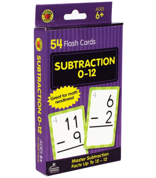 Subtraction 0 to 12 Flash Cards