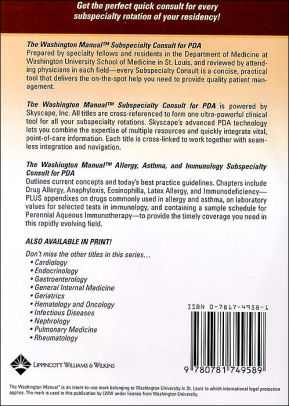 The Washington Manual Allergy Asthma And Immunology Subspecialty Consult For Pda Powered By Skyscape Incaudio Other - 