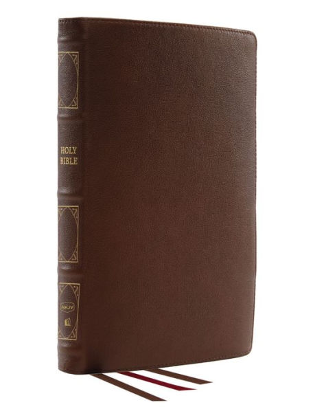 NKJV, Reference Bible, Classic Verse-by-Verse, Center-Column, Genuine Leather, Brown, Red Letter, Comfort Print: Holy Bible, New King James Version