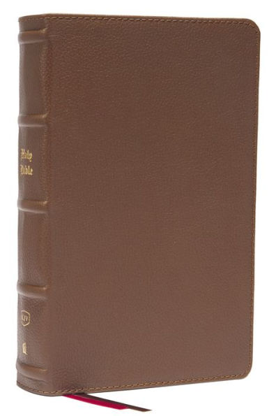 KJV Large Print Single-Column Bible, Personal Size with End-of-Verse Cross References, Brown Genuine Leather, Red Letter, Comfort Print: King James Version: Holy Bible, King James Version